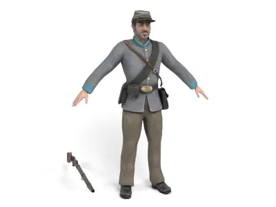 Confederate Soldier Low-poly 3D model