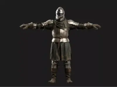Armored Infantry Knight Rigged Low-poly 3D model