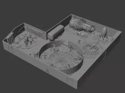 Futuristic Space Exploration Exhibition Hall 3D Model 3D model