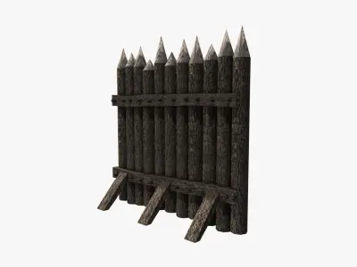 Stockade construction kit Low-poly 3D model