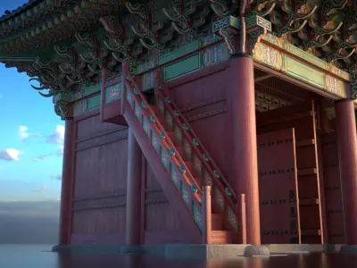 Korea Gyeongbokgung Geunjeongmun Gate - Joseon Palace 3D model