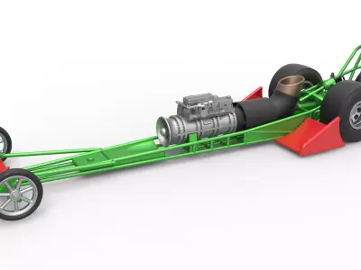 Front engine jet dragster Scale 1 to 25 3D print model