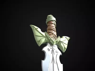 Stylized Hobbit Sword -Emerald Thorn - Game Ready 3D model