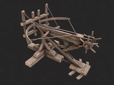 Medieval Siege Ballista Launcher 2 Low-poly 3D model
