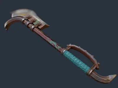 Crowbar rusty axe with handle Low-poly 3D model
