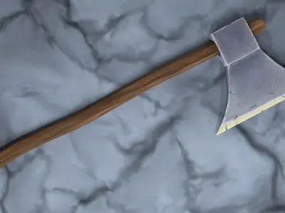 Cartoon hand-painted axe Free low-poly 3D model