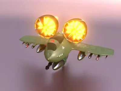 Modern-fighter fighter jet with two flames Low-poly 3D model