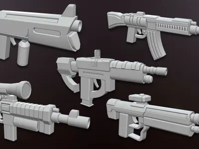 Sci-fi Gun Base meshes with uv 3D model