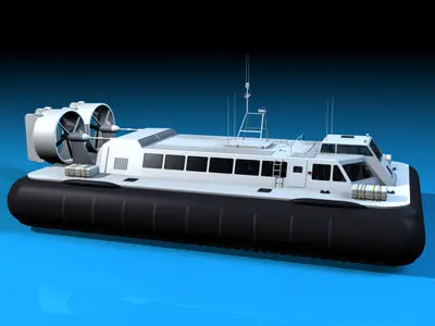 Hovercraft boat with two propellers 3D model