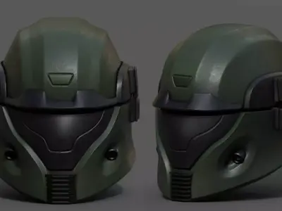 Helmet scifi military combat cyborg robot armor protection  Low-poly 3D model