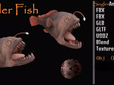 Angler Fish Low-poly 3D model