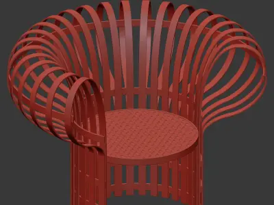 Armchair made of bent and woven bamboo Free 3D model