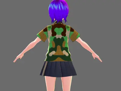 ASUNA  in another clothes from military Low-poly 3D model