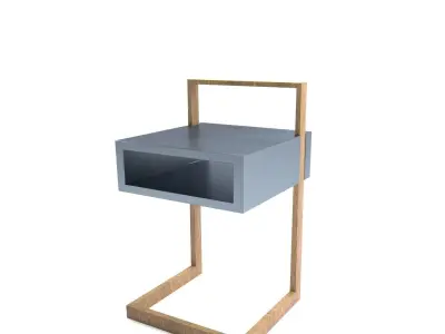 Furniture set bedside table with drawer and wooden stand Free 3D model