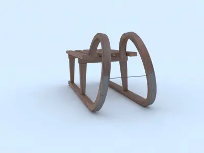 Sled 3d model wooden 3D model