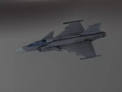SAAB Gripen - Fighter Jet - Photorealistic Low-poly 3D model