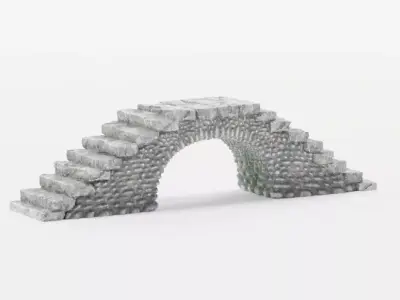 Cobblestone Bridge - Fantasy Medieval Low-Poly Pebble Footbridge Low-poly 3D model