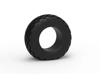 Offroad tire 28 deflated Scale 1 to 25 3D print model
