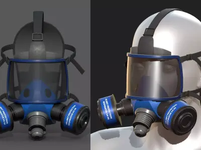 Gas mask helmet 3d model military combat  Low-poly 3D model 6