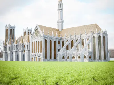 GOTHIC CATHEDRAL SET Low-poly 3D model