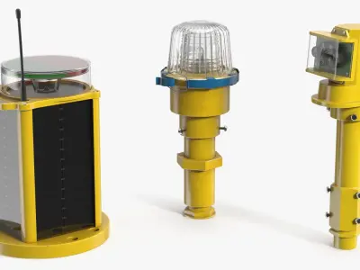 Airport Runway Light Set with Navigation Lamps 3D model
