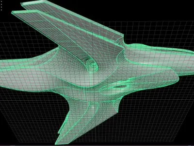 Spacecraft - PBR Game-Ready futuristic jet flying in sky Low-poly 3D model