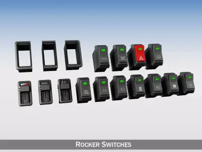 Rocker switches with gang 3D model