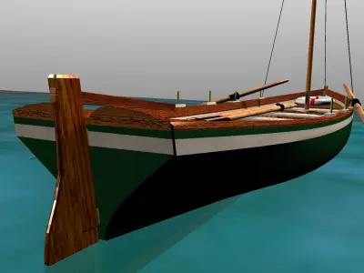 Captain Gig Boat 19th Century Low-poly 3D model