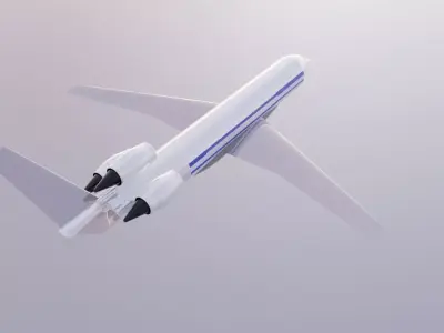 Fictional V-Tail Tri-Jetliner Concept - Non-IP Asset Low-poly 3D model
