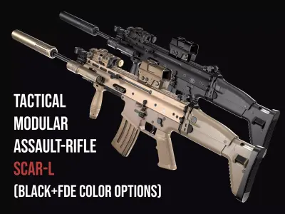 Tactical modular assault rifle FN SCAR-L mk 16 Low-poly 3D model