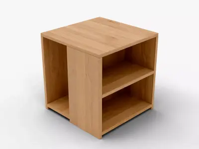 Modern Wooden Book Shelf 3D Model - Low Poly Furniture Low-poly 3D model
