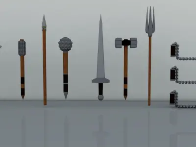 Weapons group of different Low-poly 3D model