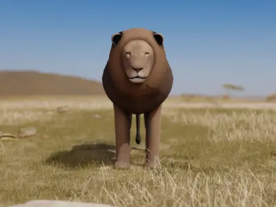 Lion Lioness Low-poly 3D model