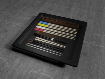 chopsticks set of in box Low-poly 3D model