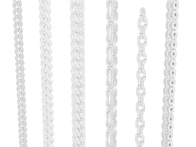 Chains group of chain links 3D model