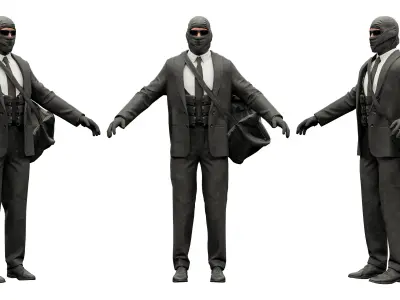 ROBBER CHARACTER RIGGED Low-poly 3D model