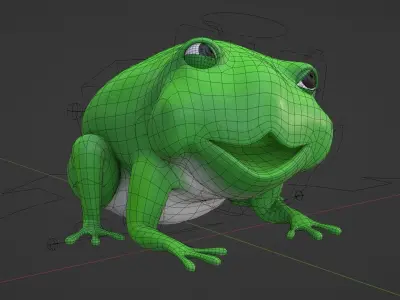 3d cartoon frog with rig Free 3D model