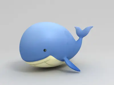 Cartoon Whale Low-poly 3D model