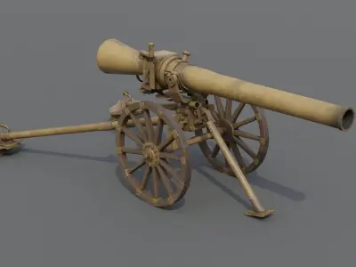 Type 4 105mm Recoilless Gun Low-poly 3D model