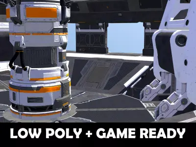 Futuristic Aircraft Base Carrier Low-poly 3D model