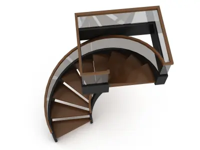 3D wooden stair Low-poly 3D model