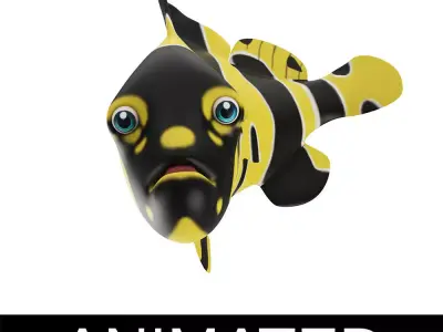 Giant Grouper Animated Fish Cartoon  Low-poly 3D model