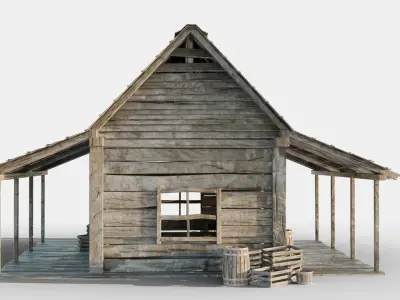 Old Cabin Low-poly 3D model