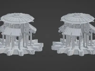 Sacred Temples Asian Styled Buildings and Assets 3D Kit 3D model
