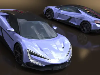 Supercar BYD Yangwang U9 Violet Color 3D model