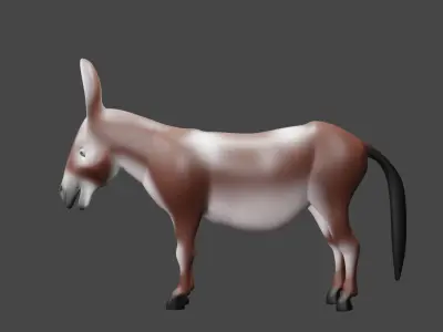 cartoon donkey  3d model  Low-poly 3D model