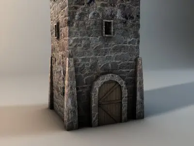 Low poly stone tower Low-poly 3D model