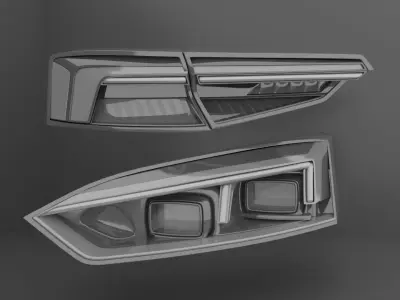Headlights Rearlights Audi RS5 Low-poly 3D model