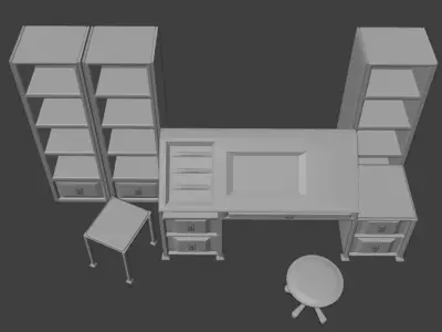 Modern Desk Furniture 3D model