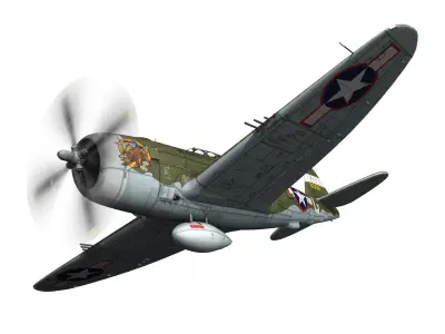 Republic P-47C Thunderbolt - California or Bust - QP-G 3D model